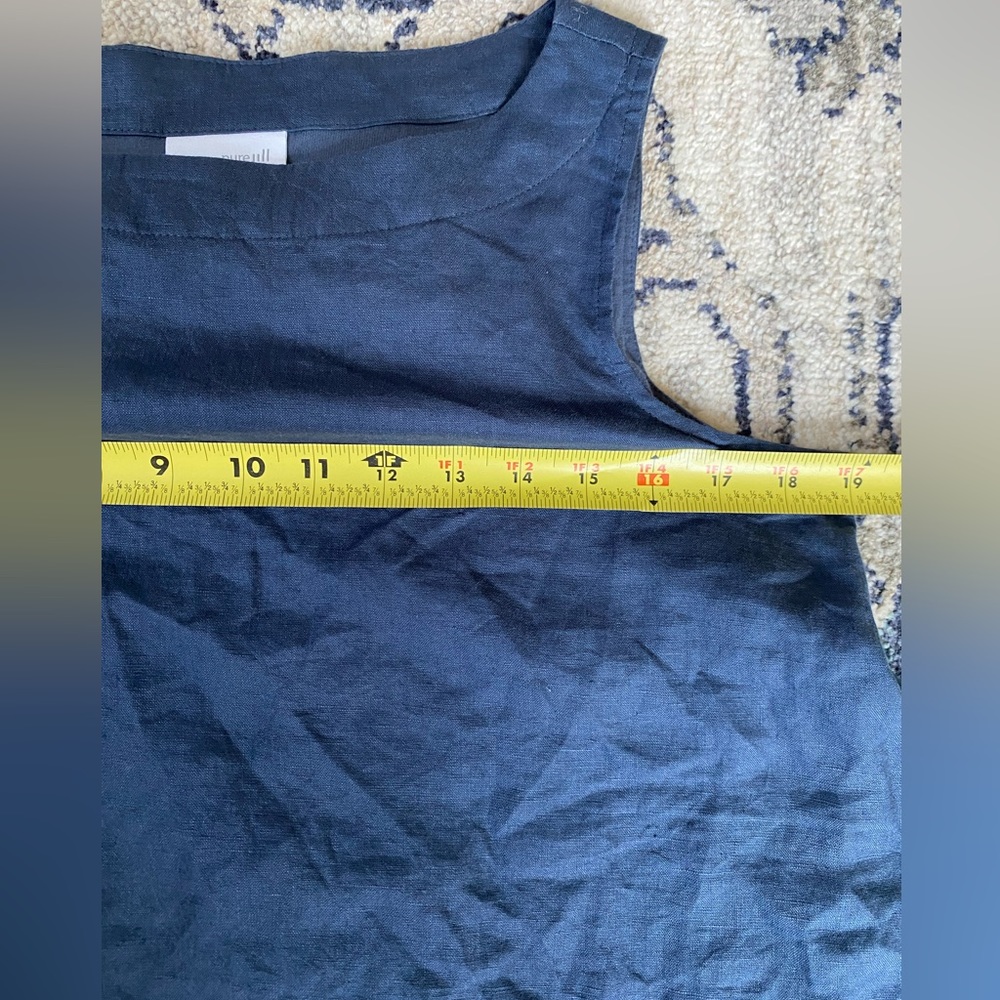 J. Jill 100% Linen Dress Navy Nautical Coastal Beach Minimal Resort Seaside - Picture 5 of 8